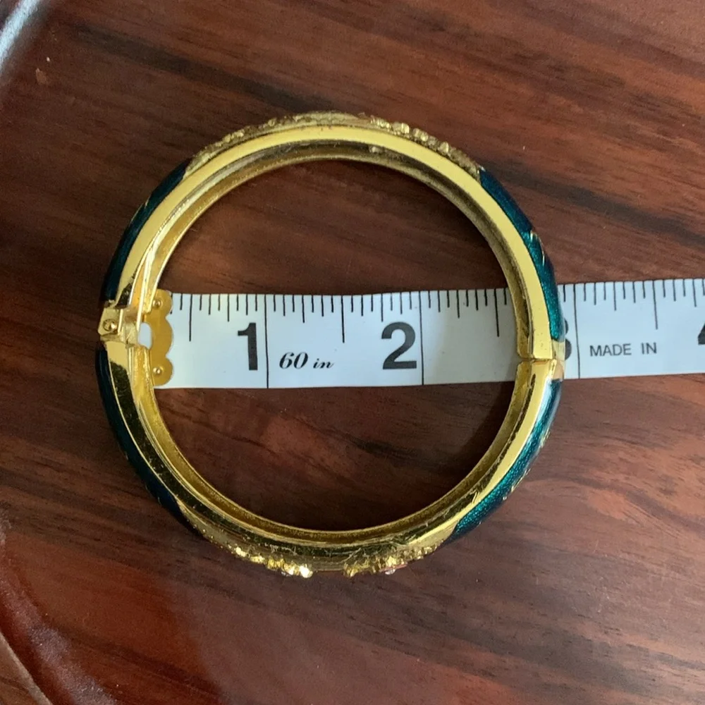 Jiu Long Xing gold tone green and pink hinge bracelet - Picture 7 of 7